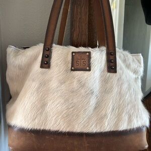 STS Ranchwear Cream and Black Cowhide Purse/Tote Bag